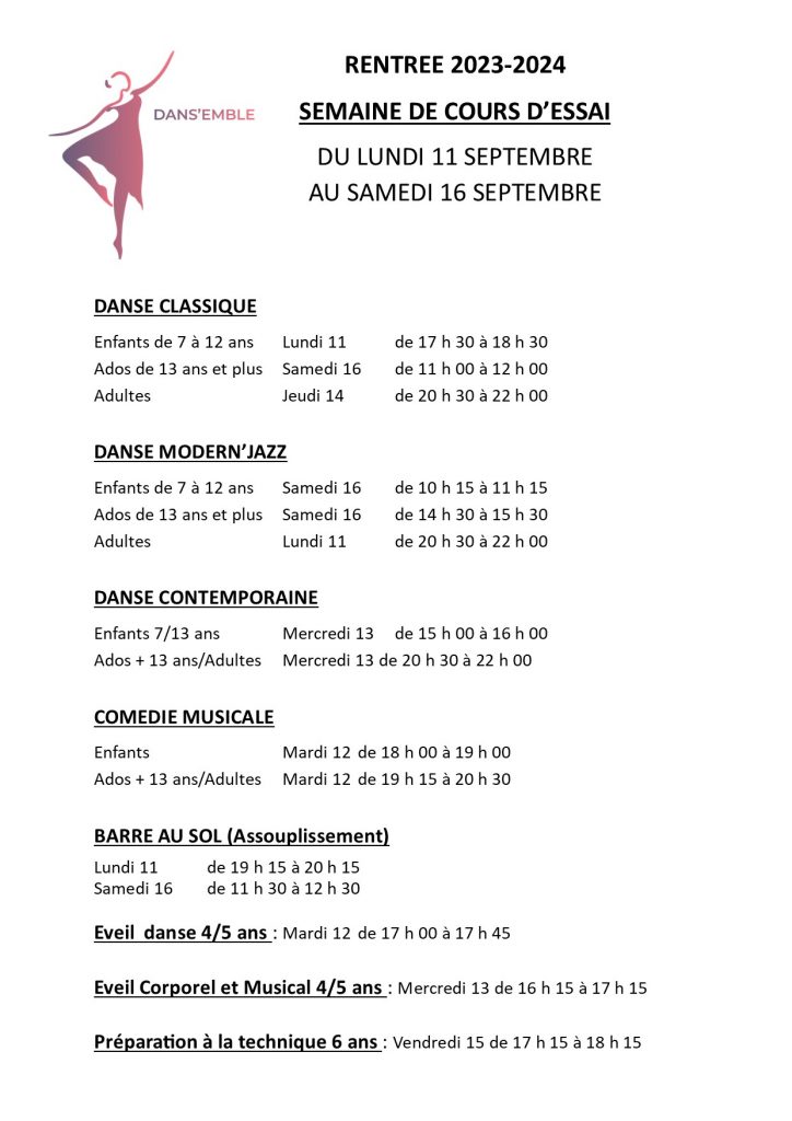 Cours d'essai gratuits